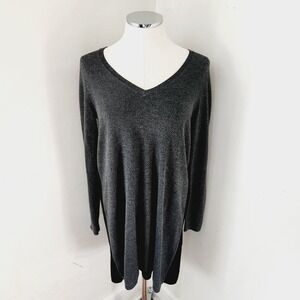 Ann‎ Taylor LOFT Gray Sweater Dress w/ Black Semi Sheer Back Women's Small